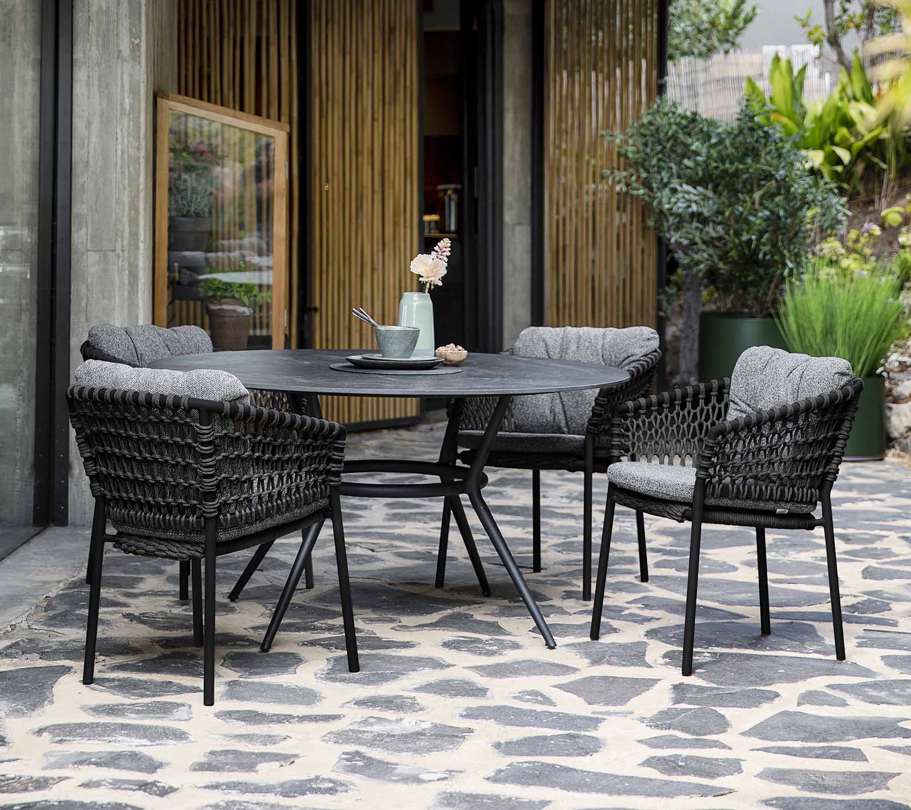 Cane-Line Ocean Dining Chairs and Joy Table Cane-Line Ocean Dining Chairs and Joy Table