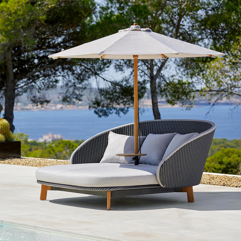 Cane-Line Peacock Daybed and Classic Parasol