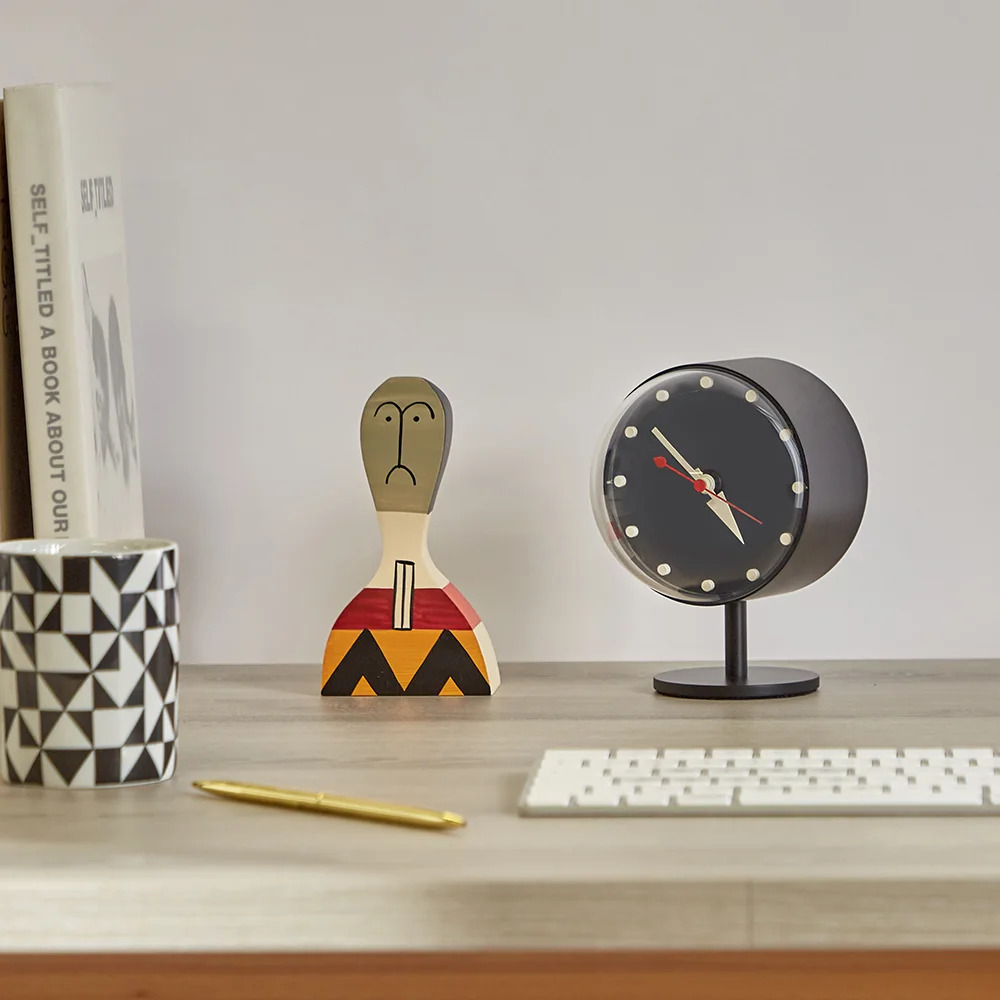 Vitra Night Desk Clock & Wooden Doll Vitra Night Desk Clock & Wooden Doll